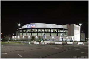 Mohegan Sun Arena at night