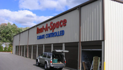 The side of Rent-A-Space's Waterford location. Showing their Climate Controlled storage units